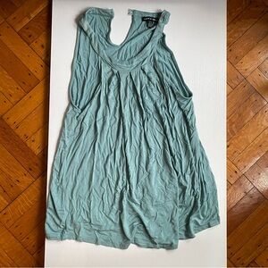 Flowy Pleated Sleeveless Blouse High Neck Teal Blue Sleeveless Top Size Large